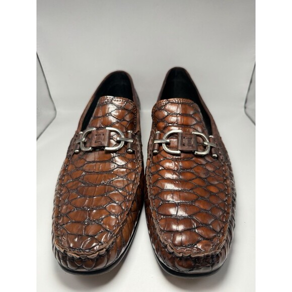 DONALD J PLINER Shoes Vero Cuoio Men’s Brown Crocodile Embossed Loafer 13 M - Picture 4 of 6
